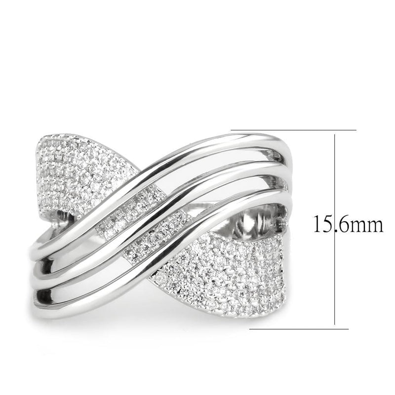 Right Hand Ring 3W1542 Rhodium Brass Ring with AAA Grade CZ