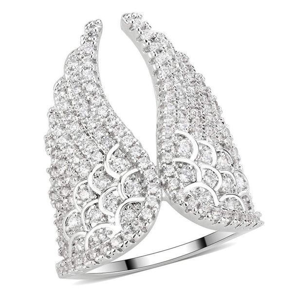 Right Hand Ring 3W1543 Rhodium Brass Ring with AAA Grade CZ