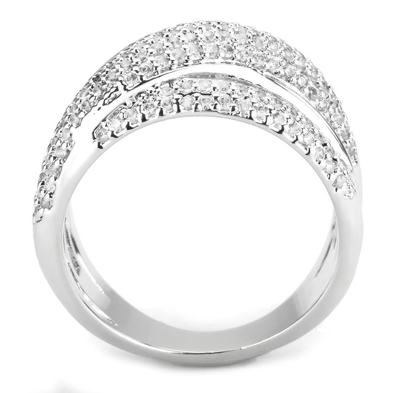 Right Hand Ring 3W1544 Rhodium Brass Ring with AAA Grade CZ