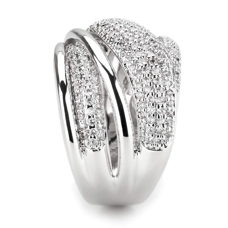 Right Hand Ring 3W1544 Rhodium Brass Ring with AAA Grade CZ