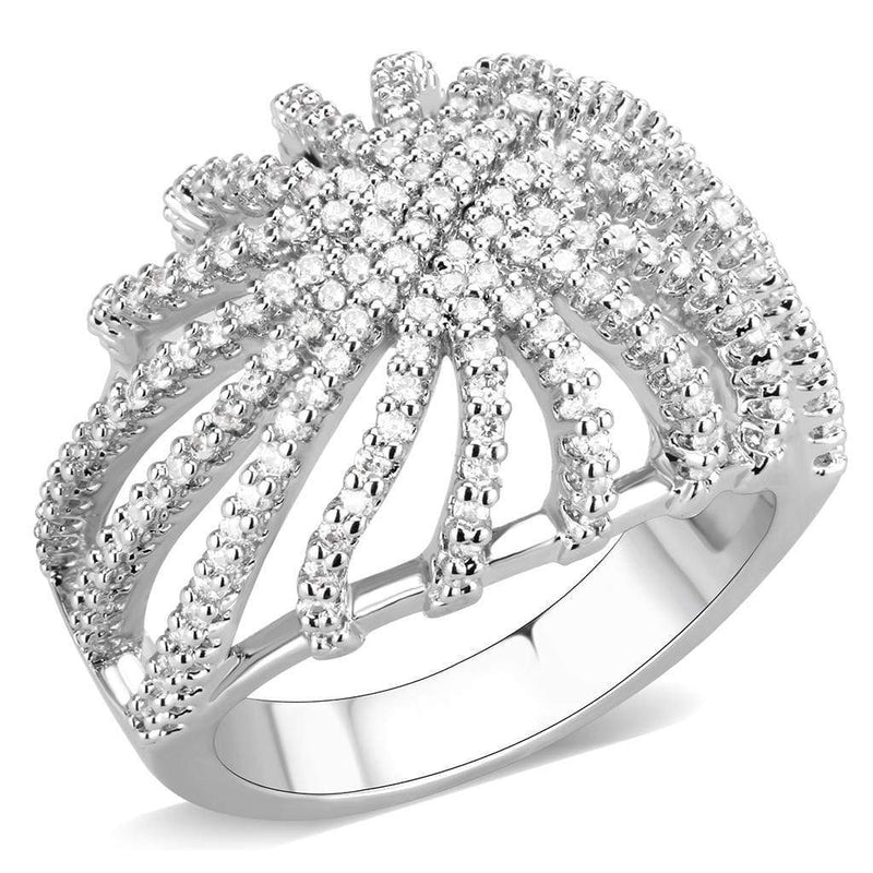 Right Hand Ring 3W1547 Rhodium Brass Ring with AAA Grade CZ