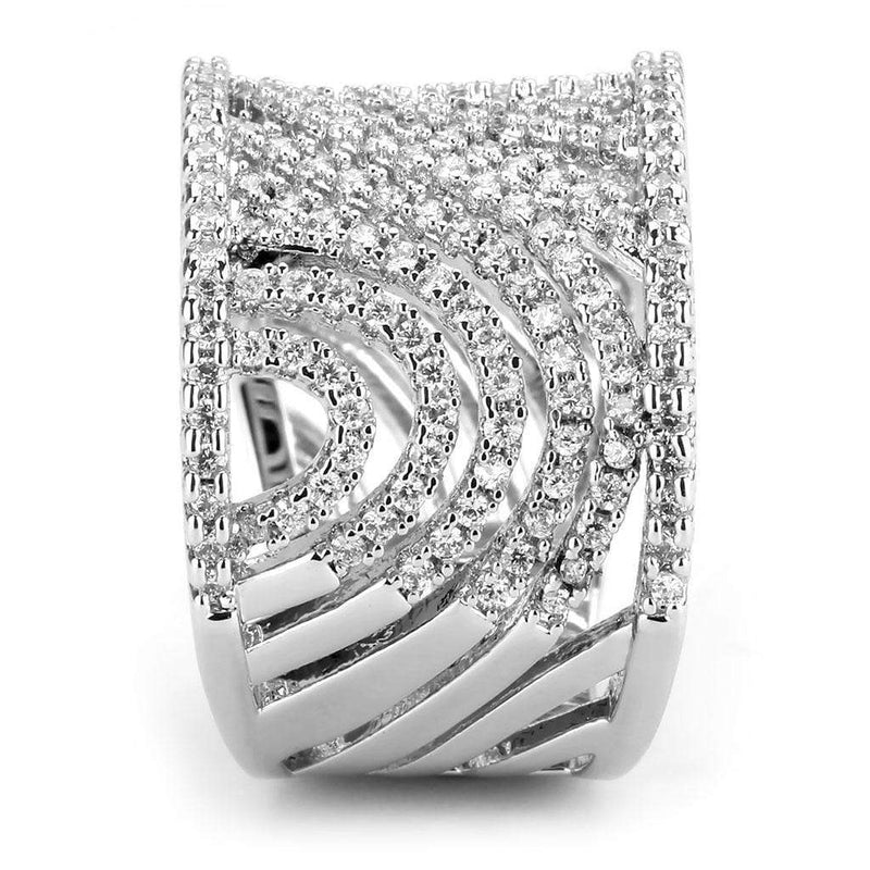 Right Hand Ring 3W1548 Rhodium Brass Ring with AAA Grade CZ