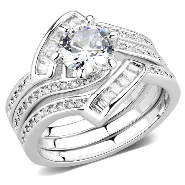 Right Hand Ring 3W1551 Rhodium Brass Ring with AAA Grade CZ