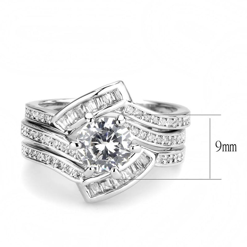 Right Hand Ring 3W1551 Rhodium Brass Ring with AAA Grade CZ