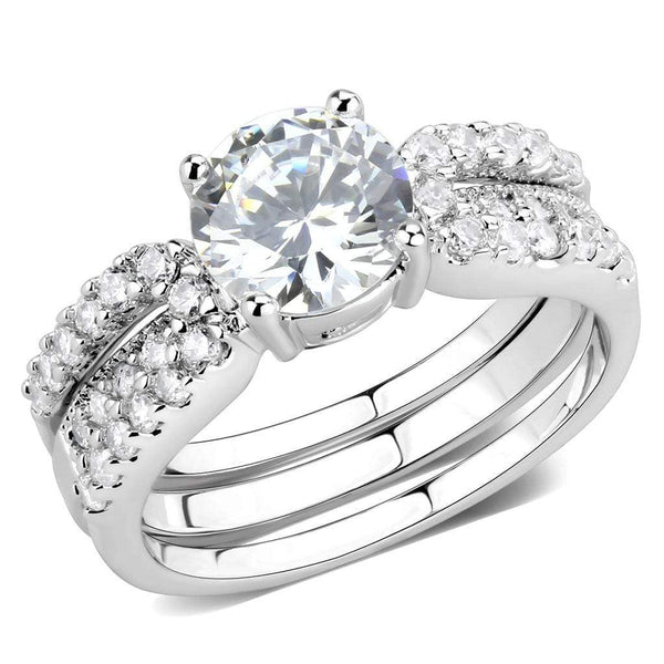 Right Hand Ring 3W1554 Rhodium Brass Ring with AAA Grade CZ