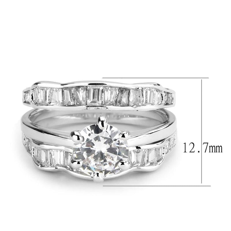 Right Hand Ring 3W1557 Rhodium Brass Ring with AAA Grade CZ