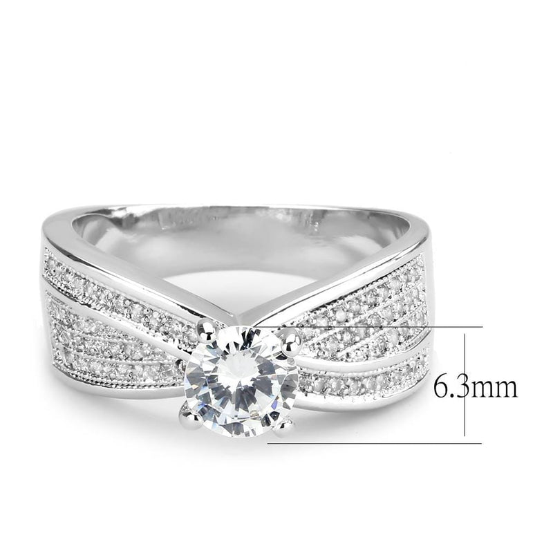 Right Hand Ring 3W1559 Rhodium Brass Ring with AAA Grade CZ