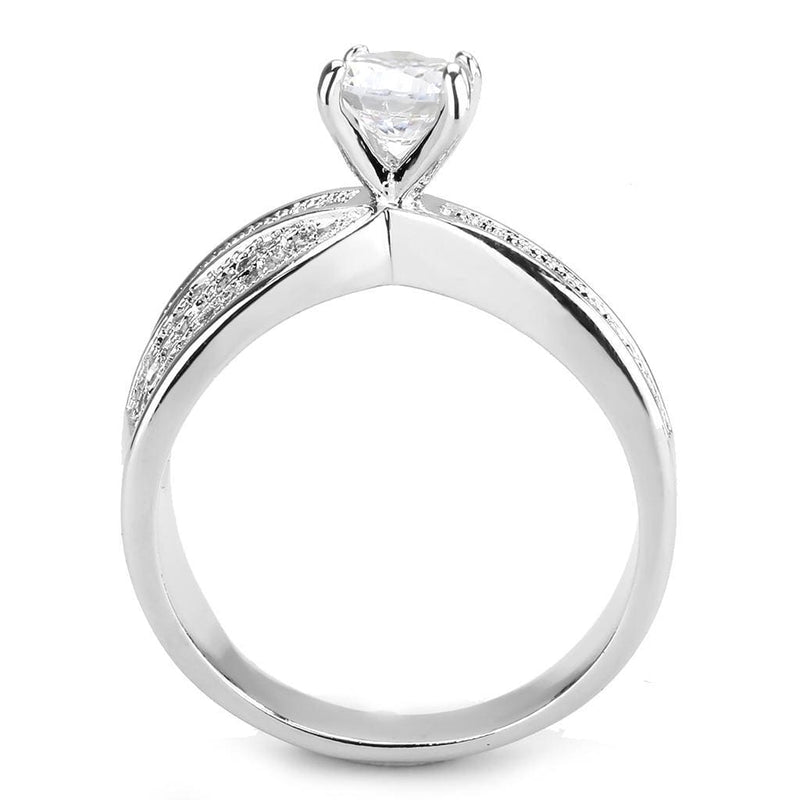 Right Hand Ring 3W1559 Rhodium Brass Ring with AAA Grade CZ