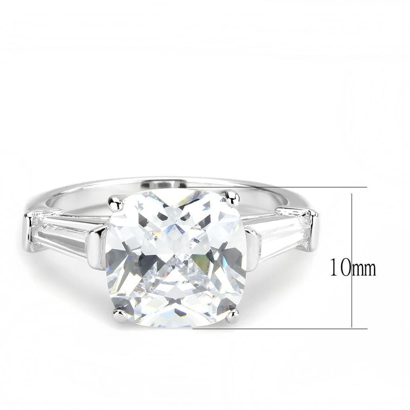 Right Hand Ring 3W1561 Rhodium Brass Ring with AAA Grade CZ