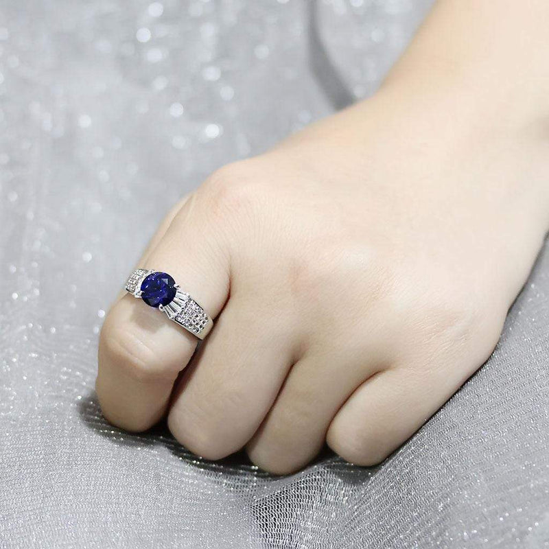 Right Hand Ring 3W1562 Rhodium Brass Ring with Synthetic in London Blue