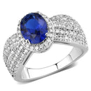 Right Hand Ring 3W1563 Rhodium Brass Ring with Synthetic in London Blue