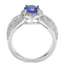 Right Hand Ring 3W1563 Rhodium Brass Ring with Synthetic in London Blue