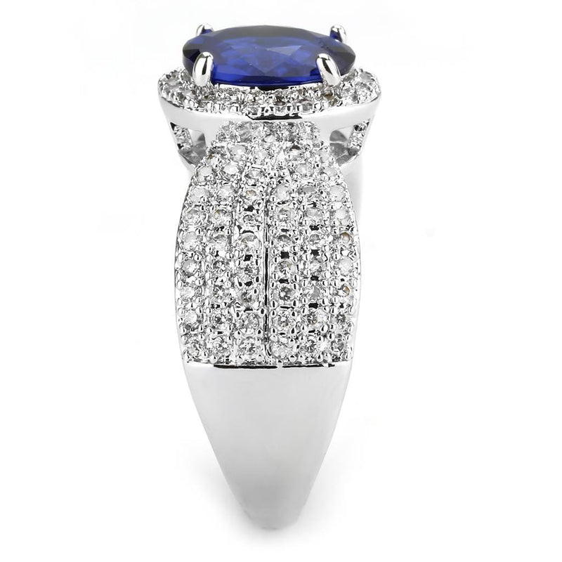 Right Hand Ring 3W1563 Rhodium Brass Ring with Synthetic in London Blue