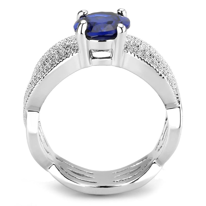 Right Hand Ring 3W1564 Rhodium Brass Ring with Synthetic in London Blue