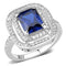 Right Hand Ring 3W1565 Rhodium Brass Ring with Synthetic in London Blue
