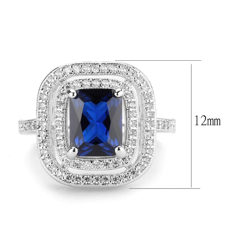 Right Hand Ring 3W1565 Rhodium Brass Ring with Synthetic in London Blue