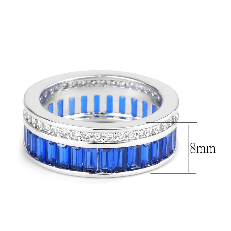 Right Hand Ring 3W1568 Rhodium Brass Ring with Synthetic in London Blue