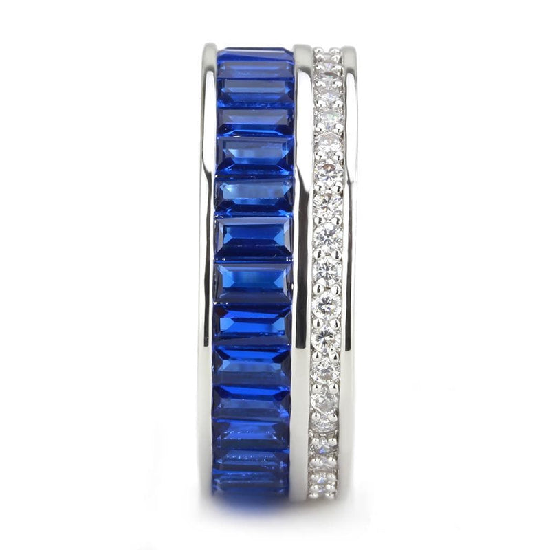 Right Hand Ring 3W1568 Rhodium Brass Ring with Synthetic in London Blue