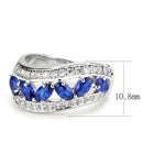 Right Hand Ring 3W1569 Rhodium Brass Ring with Synthetic in London Blue