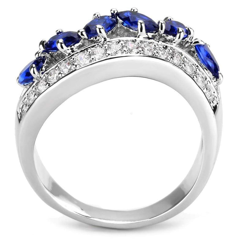 Right Hand Ring 3W1569 Rhodium Brass Ring with Synthetic in London Blue