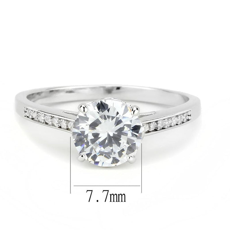 Right Hand Ring 3W1573 Rhodium Brass Ring with AAA Grade CZ