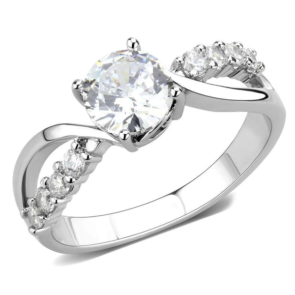 Right Hand Ring 3W1574 Rhodium Brass Ring with AAA Grade CZ