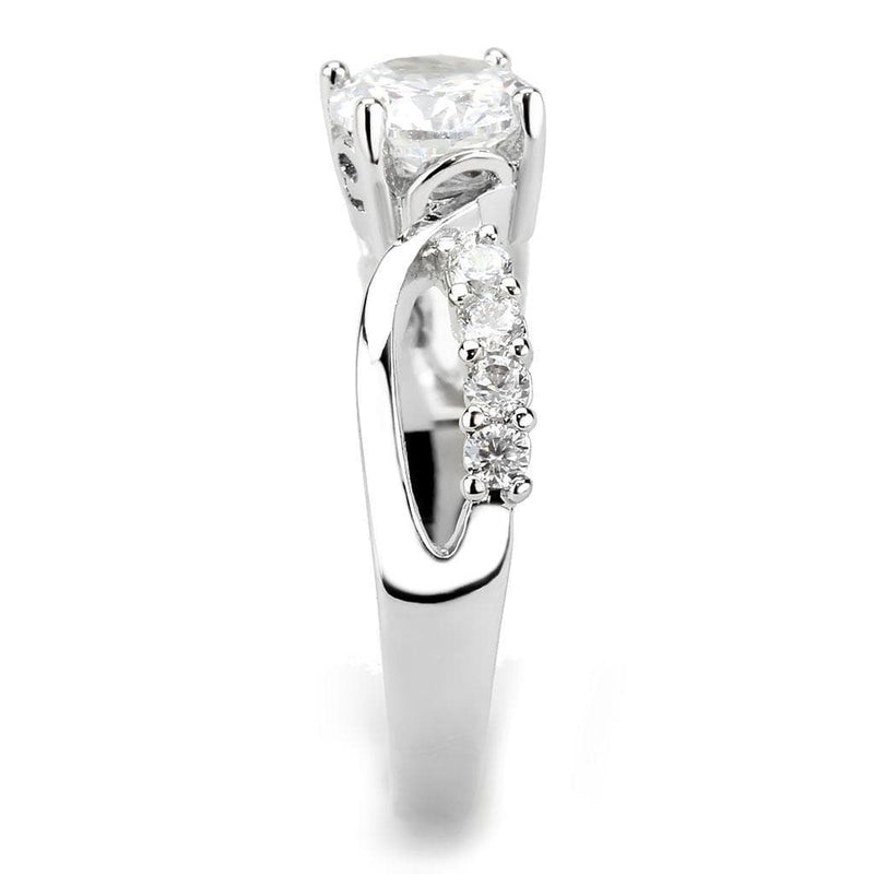 Right Hand Ring 3W1574 Rhodium Brass Ring with AAA Grade CZ