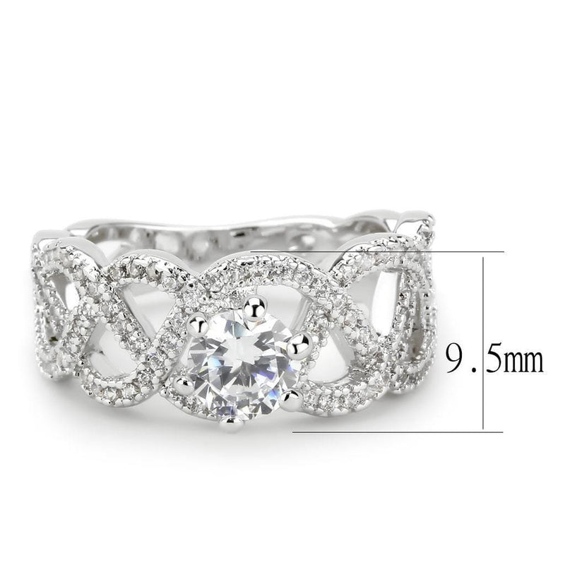 Right Hand Ring 3W1577 Rhodium Brass Ring with AAA Grade CZ