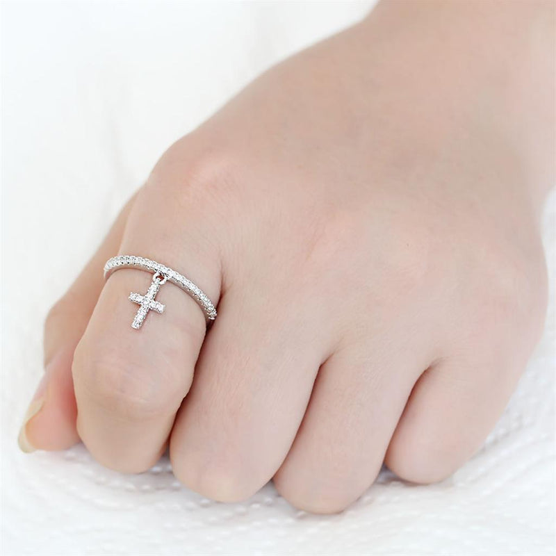 Right Hand Ring 3W1578 Rhodium Brass Ring with AAA Grade CZ