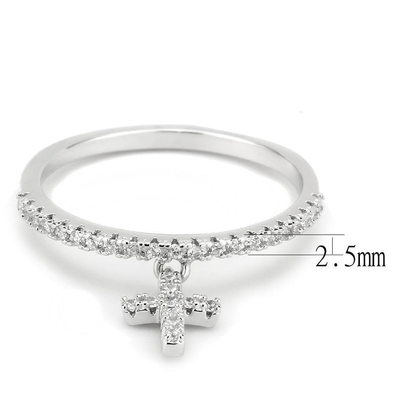 Right Hand Ring 3W1578 Rhodium Brass Ring with AAA Grade CZ