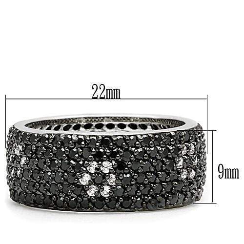 Right Hand Ring 3W158 Rhodium + Ruthenium Brass Ring with AAA Grade CZ