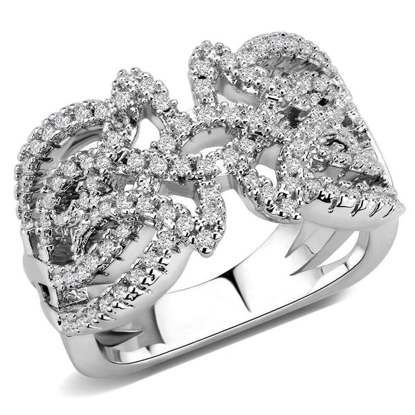 Right Hand Ring 3W1581 Rhodium Brass Ring with AAA Grade CZ