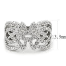 Right Hand Ring 3W1581 Rhodium Brass Ring with AAA Grade CZ