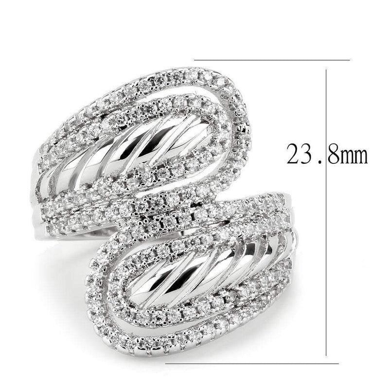 Right Hand Ring 3W1582 Rhodium Brass Ring with AAA Grade CZ