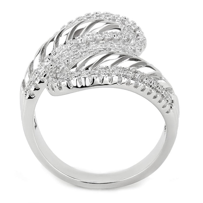 Right Hand Ring 3W1582 Rhodium Brass Ring with AAA Grade CZ