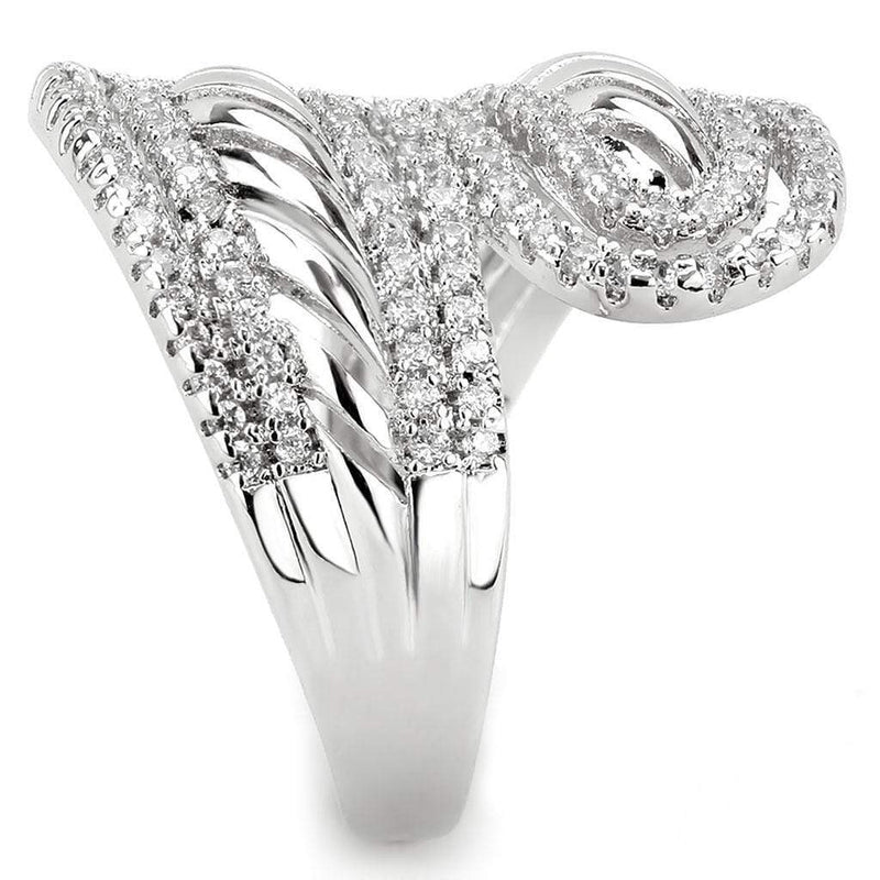 Right Hand Ring 3W1582 Rhodium Brass Ring with AAA Grade CZ