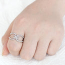 Right Hand Ring 3W1583 Rhodium Brass Ring with AAA Grade CZ