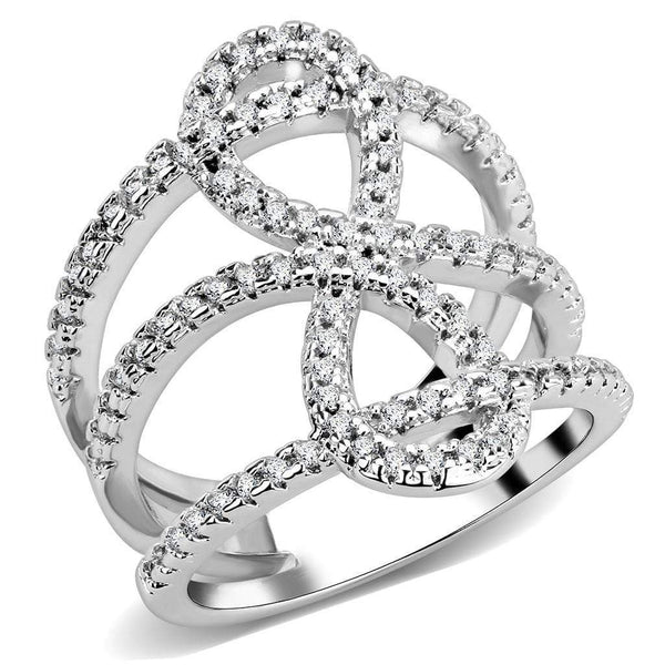 Right Hand Ring 3W1587 Rhodium Brass Ring with AAA Grade CZ