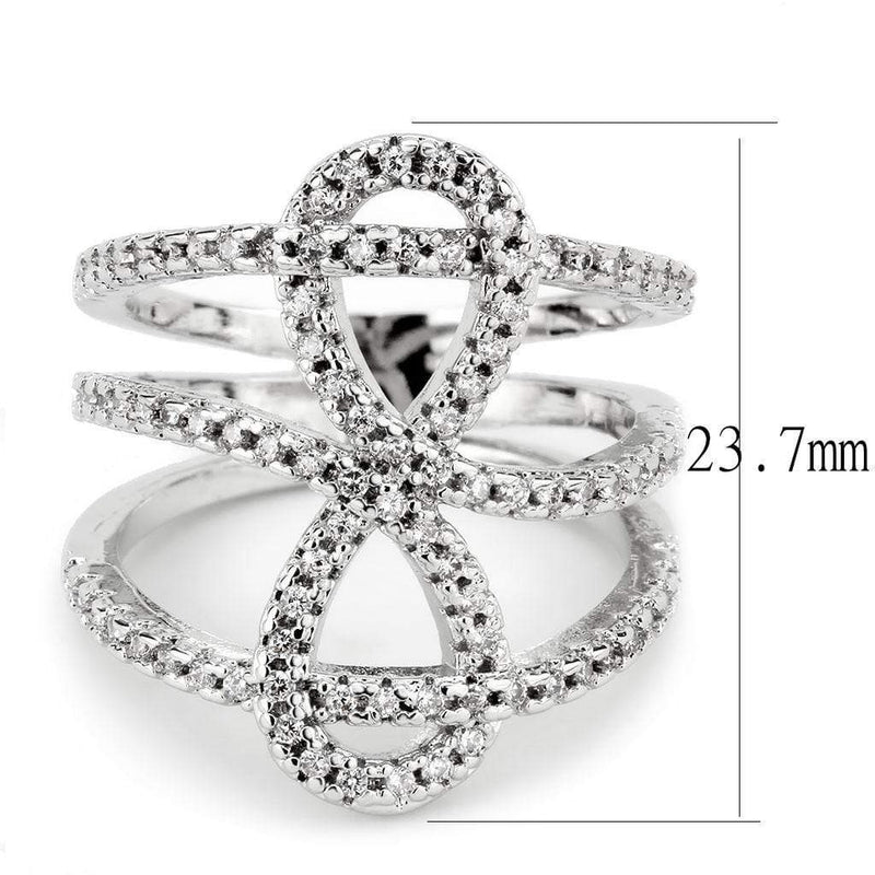 Right Hand Ring 3W1587 Rhodium Brass Ring with AAA Grade CZ