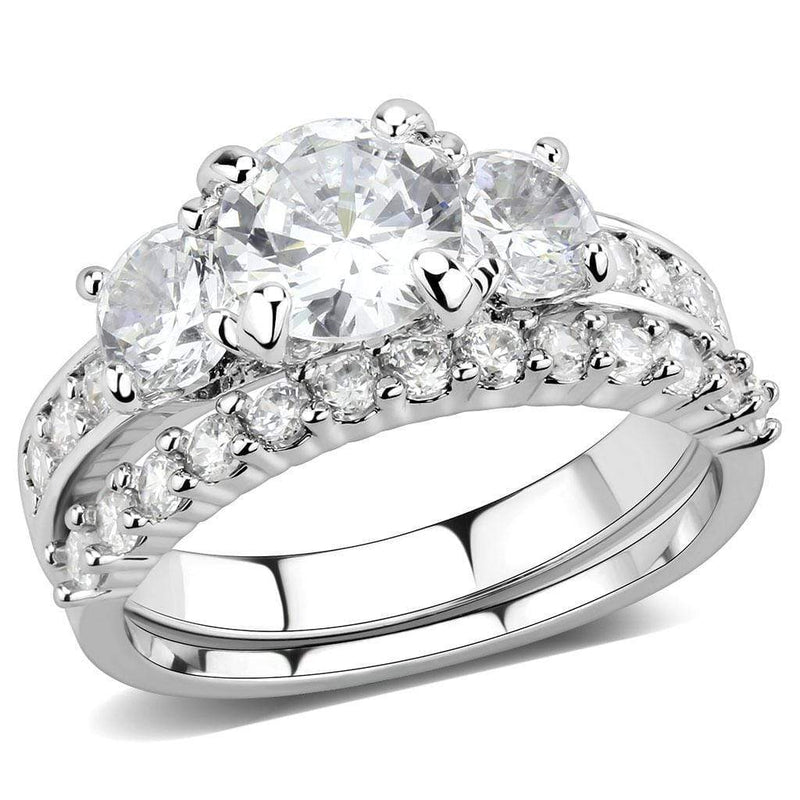 Right Hand Ring 3W1588 Rhodium Brass Ring with AAA Grade CZ