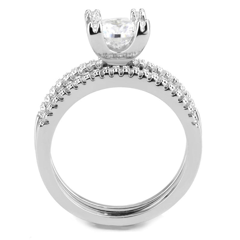 Right Hand Ring 3W1589 Rhodium Brass Ring with AAA Grade CZ