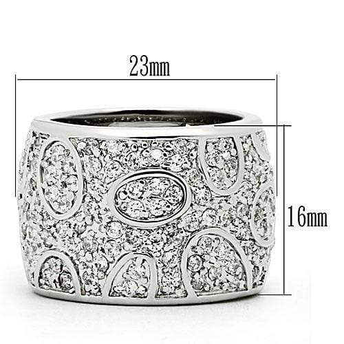 Right Hand Ring 3W159 Rhodium Brass Ring with AAA Grade CZ