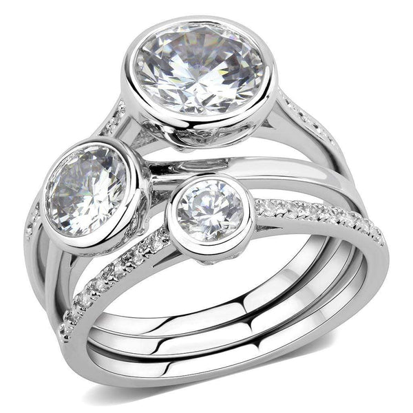 Right Hand Ring 3W1590 Rhodium Brass Ring with AAA Grade CZ