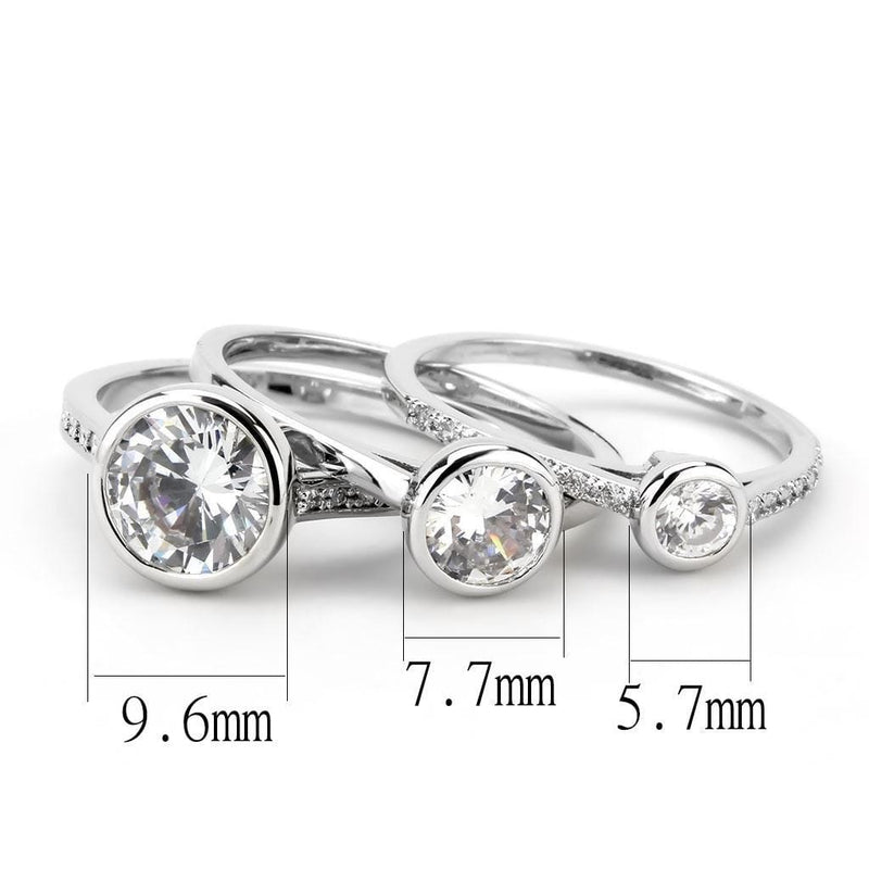 Right Hand Ring 3W1590 Rhodium Brass Ring with AAA Grade CZ