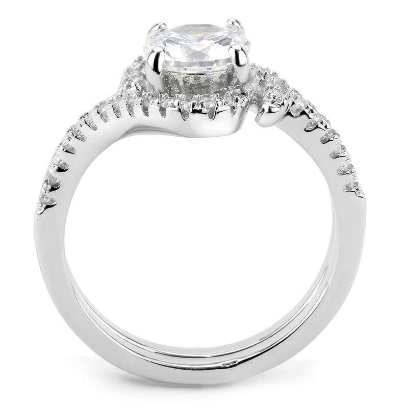 Right Hand Ring 3W1591 Rhodium Brass Ring with AAA Grade CZ