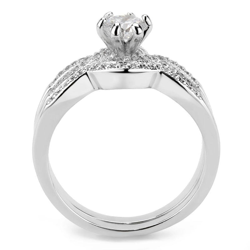 Right Hand Ring 3W1592 Rhodium Brass Ring with AAA Grade CZ