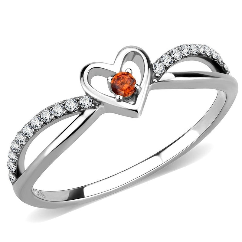 Silver Jewelry Rings Rings For Girls DA235 Stainless Steel Ring with AAA Grade CZ in Orange Alamode Fashion Jewelry Outlet