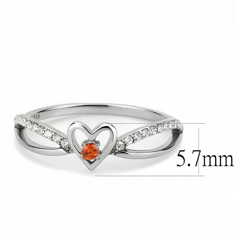 Silver Jewelry Rings Rings For Girls DA235 Stainless Steel Ring with AAA Grade CZ in Orange Alamode Fashion Jewelry Outlet