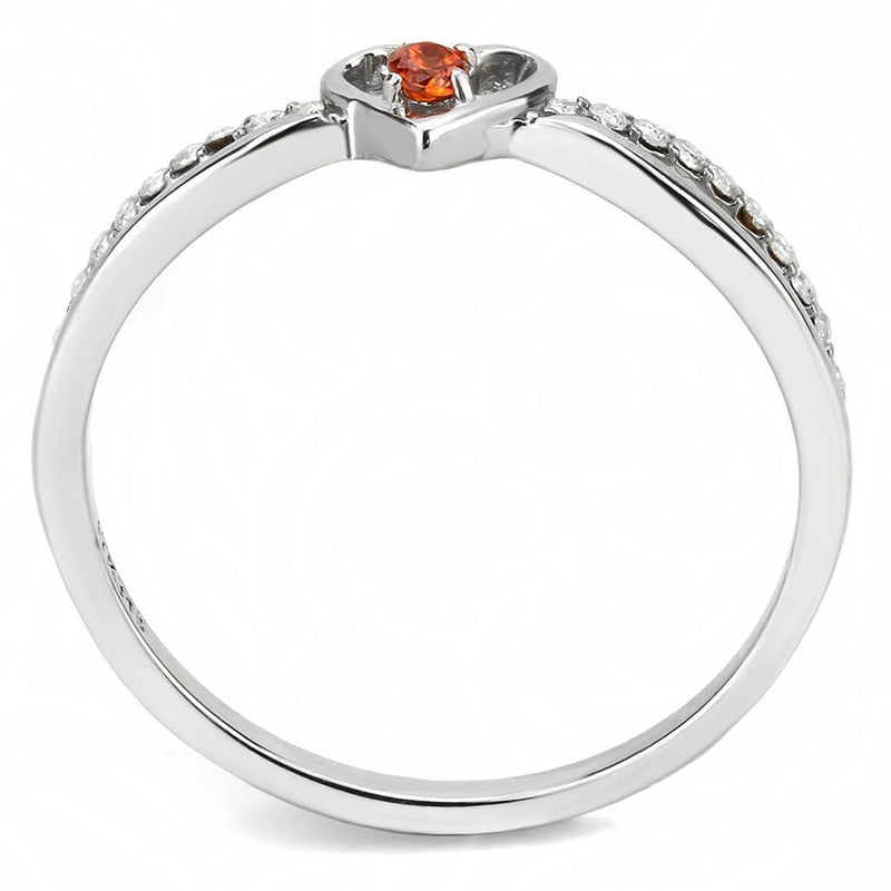 Silver Jewelry Rings Rings For Girls DA235 Stainless Steel Ring with AAA Grade CZ in Orange Alamode Fashion Jewelry Outlet