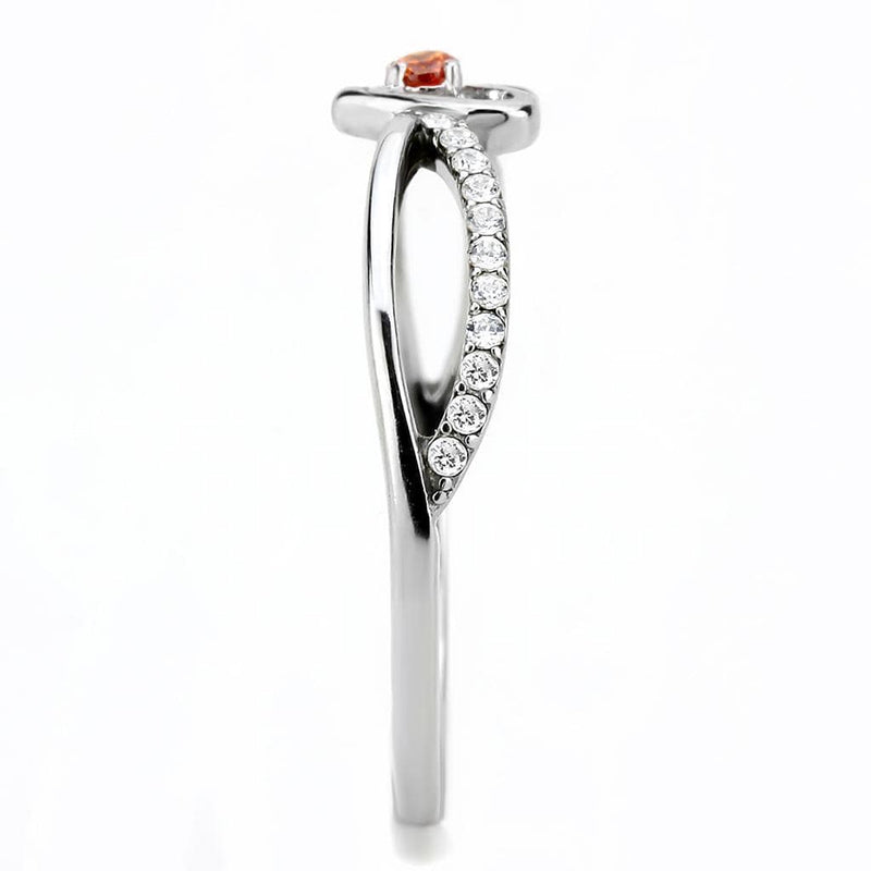 Silver Jewelry Rings Rings For Girls DA235 Stainless Steel Ring with AAA Grade CZ in Orange Alamode Fashion Jewelry Outlet